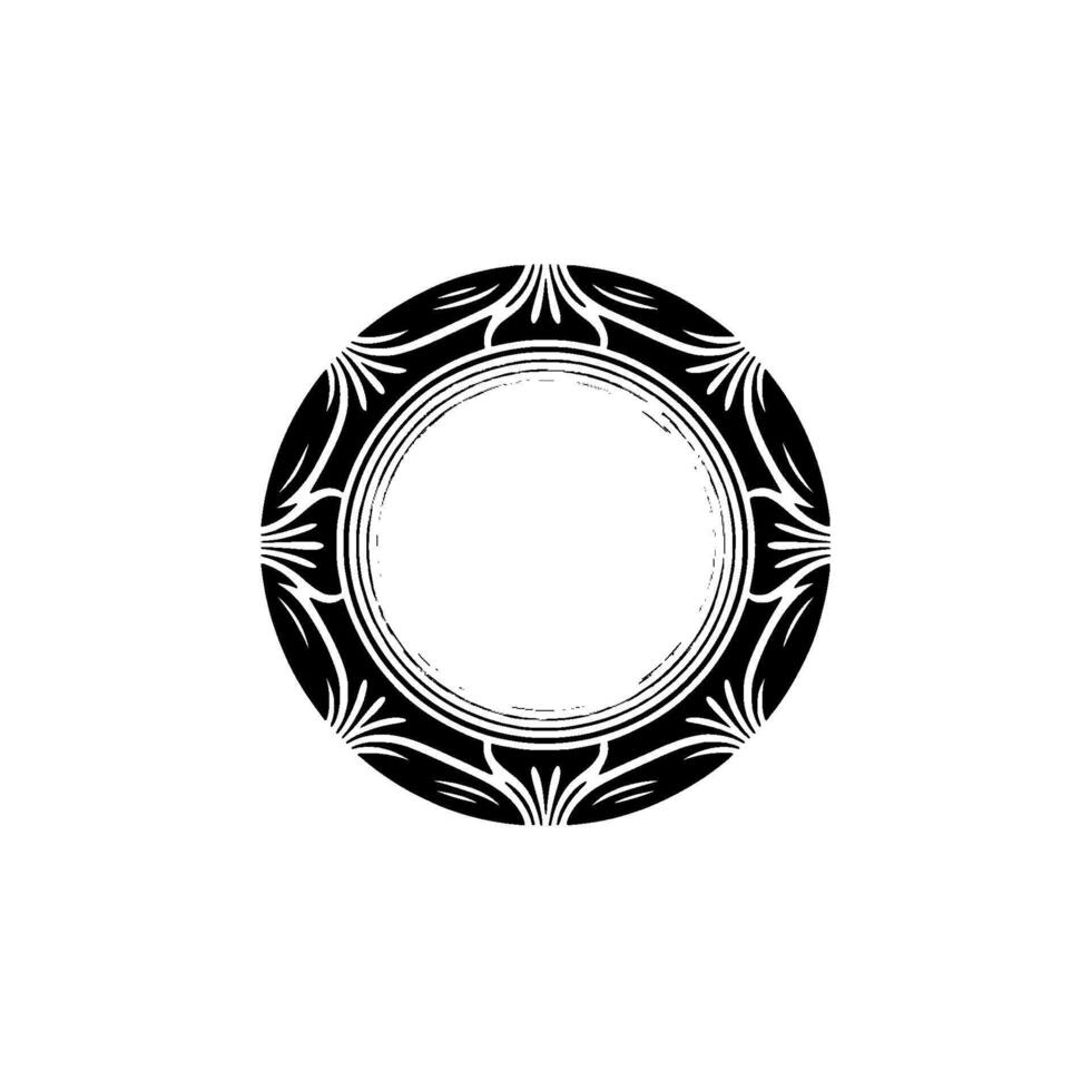 Elegant Circular Frame, Minimalist Ornament on White Background vector