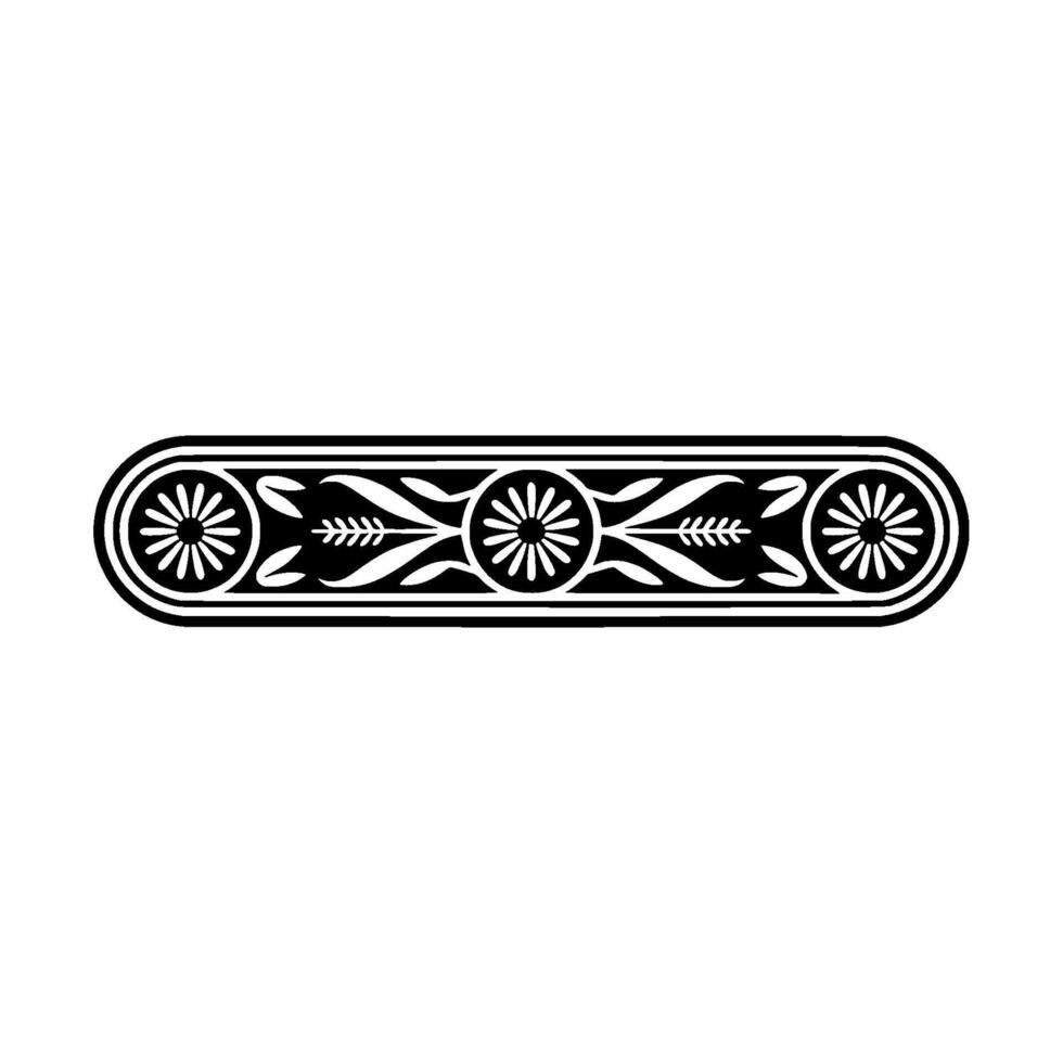 Ornate Floral Border, Black White Element vector