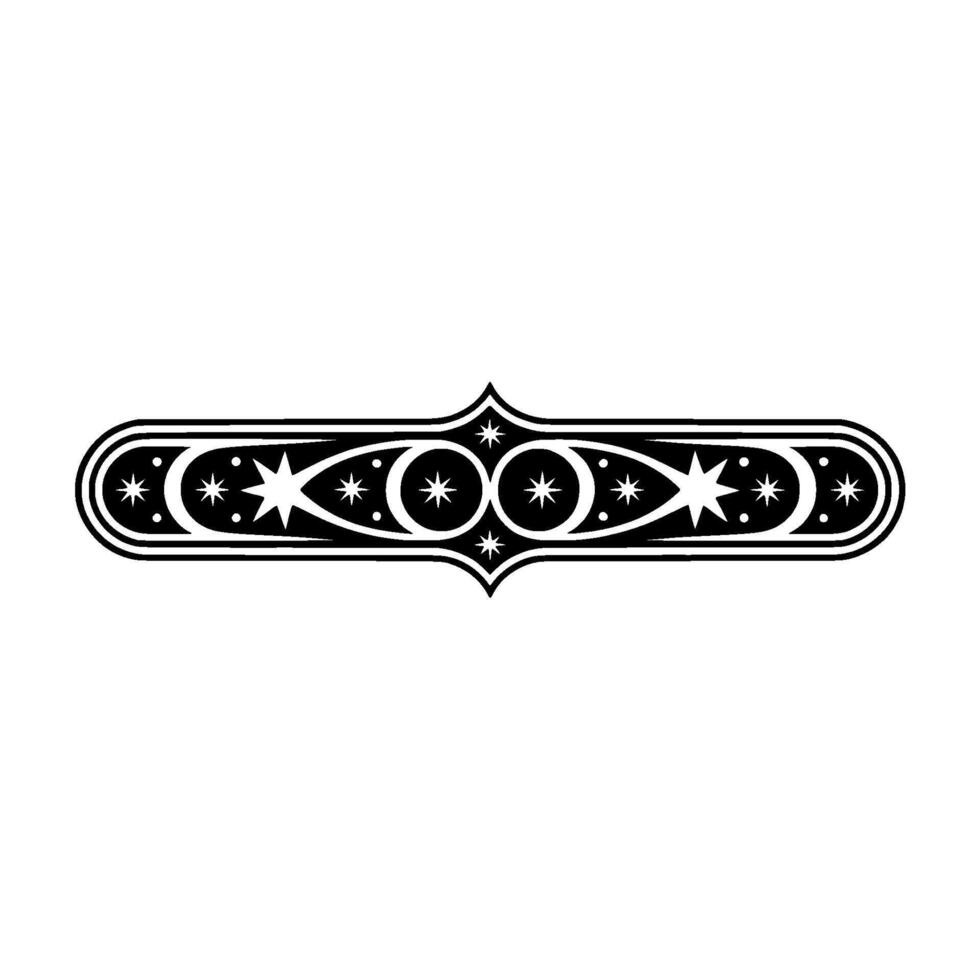 Ornate Starburst Border Celestial Deco Element on White vector