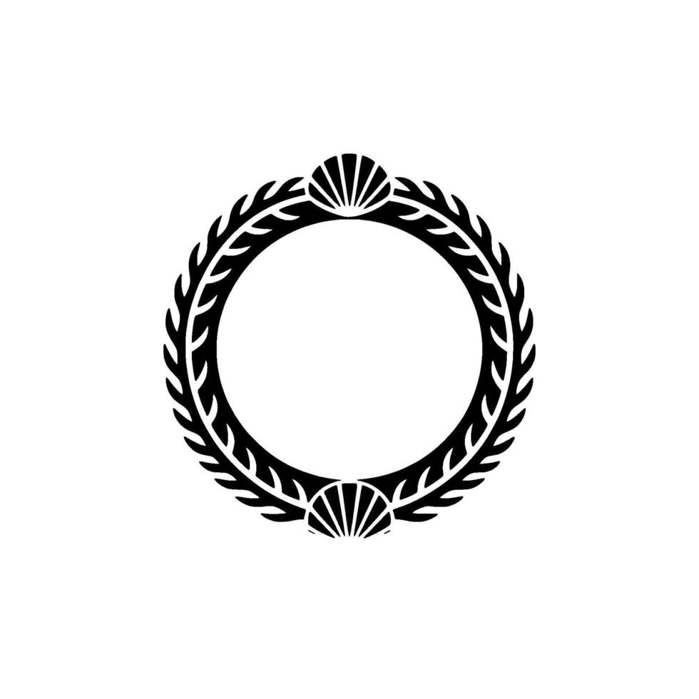 Minimalist Black White Wreath Frame with Shell Accents vector