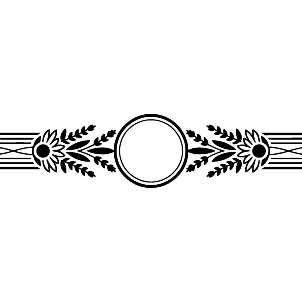 Elegant Floral Banner - Decorative Frame, Black and White vector