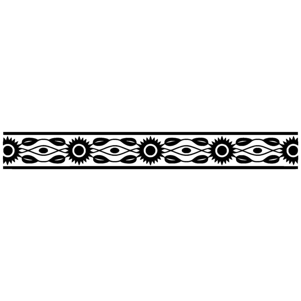 Repeating Black Pattern Border on White Background - Ornamental vector