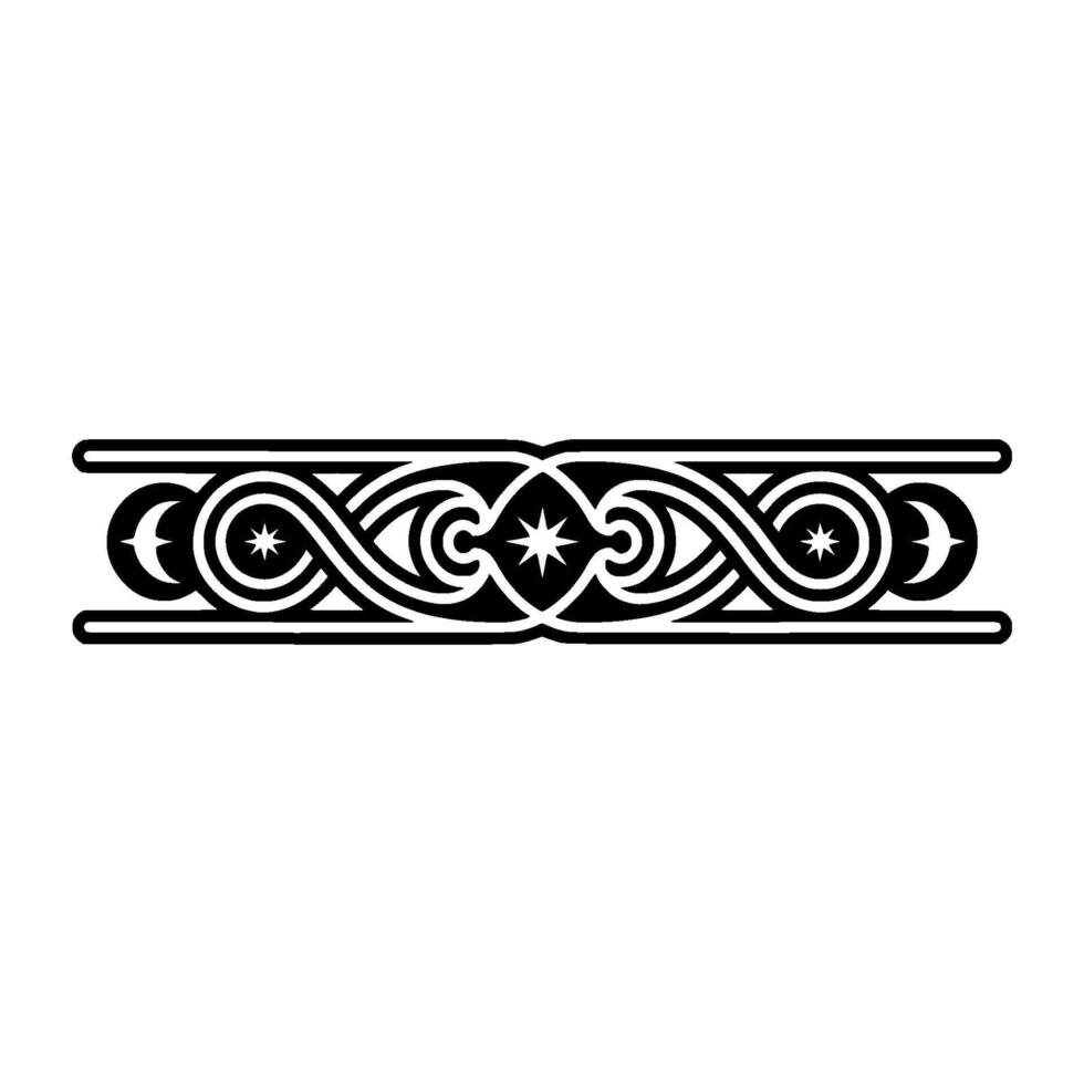 Elegant Black Ornament with Stars and Celtic Knotwork vector