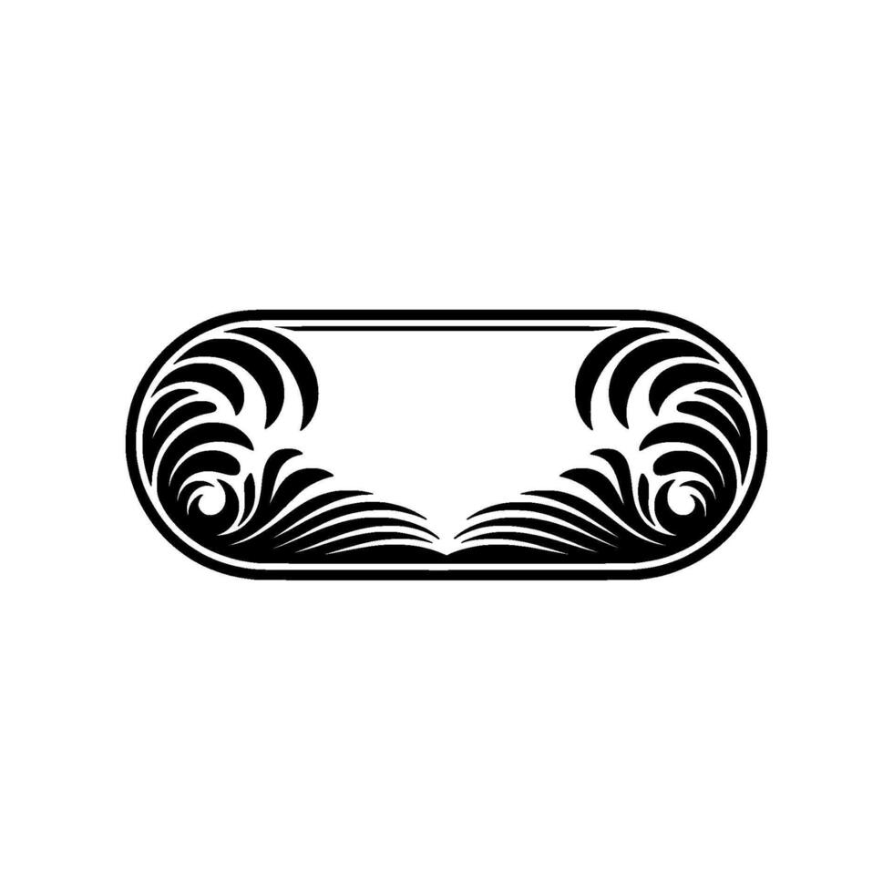 Elegant Ornate Black and White Oval Frame with Floral Accents vector