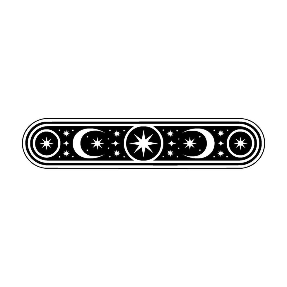 Celestial Band Minimalist Black and White Star Moon vector