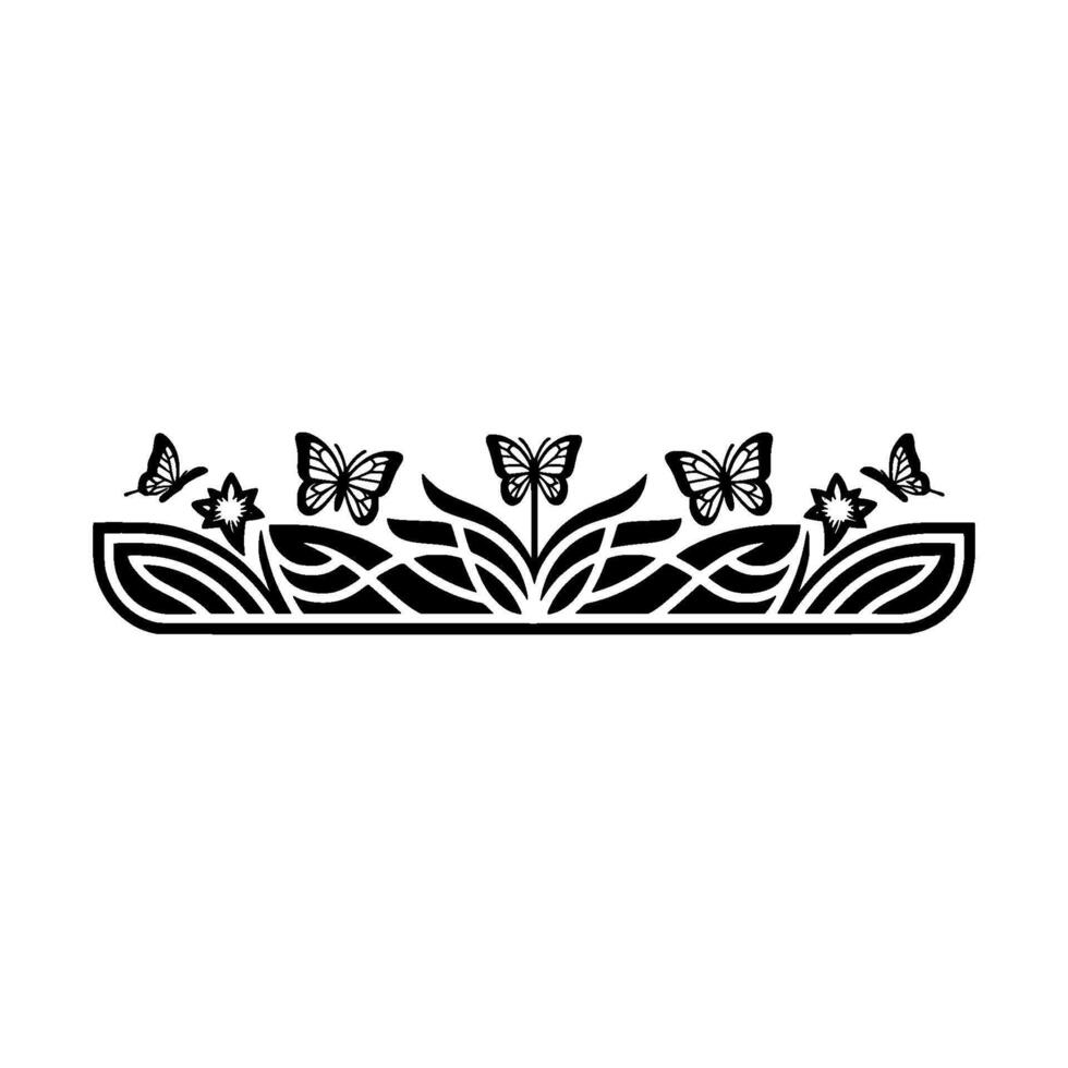 Elegant Black, White Butterfly and Floral Border vector