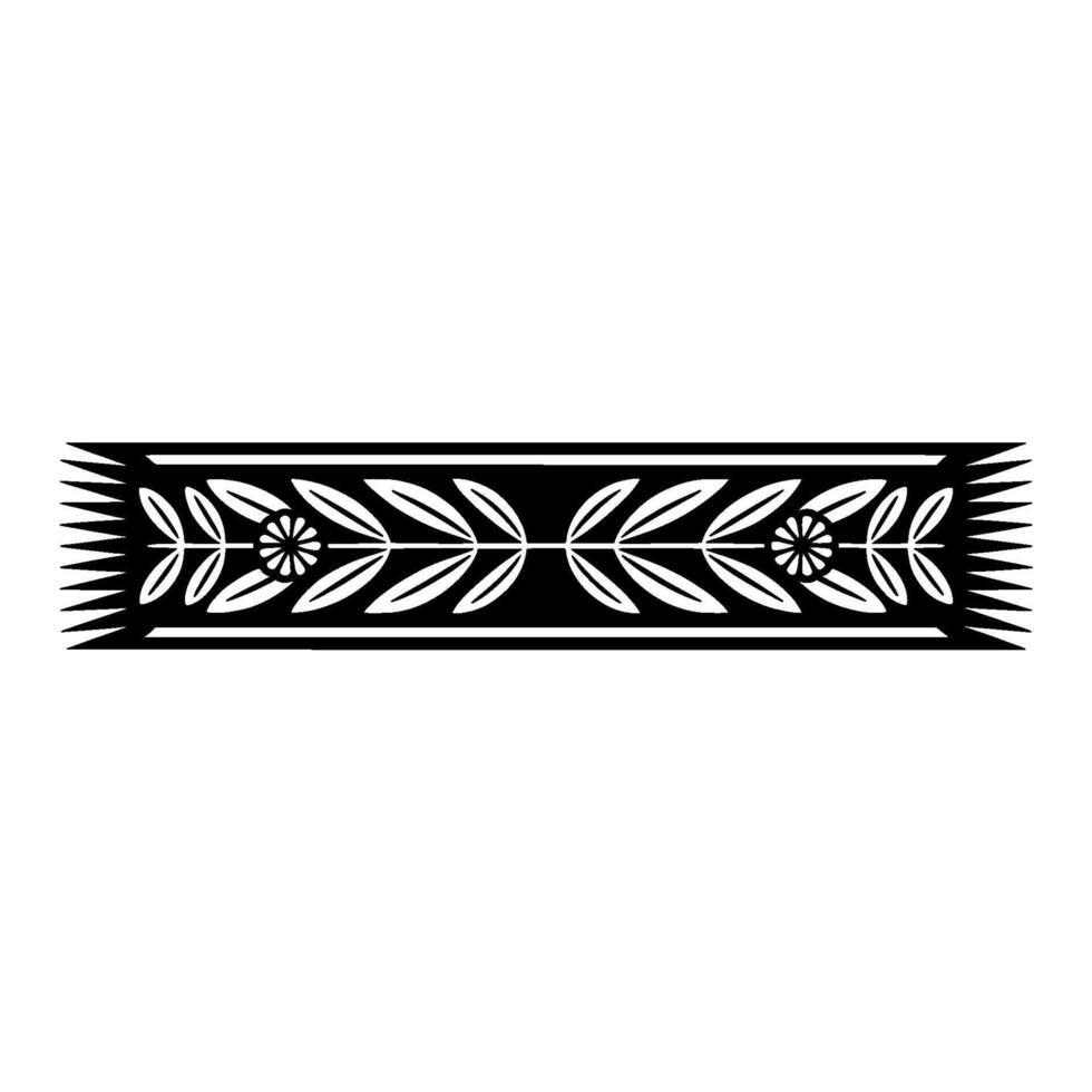 Geometric Floral Border , Black and White, Minimalist, Decorative, for Pattern vector