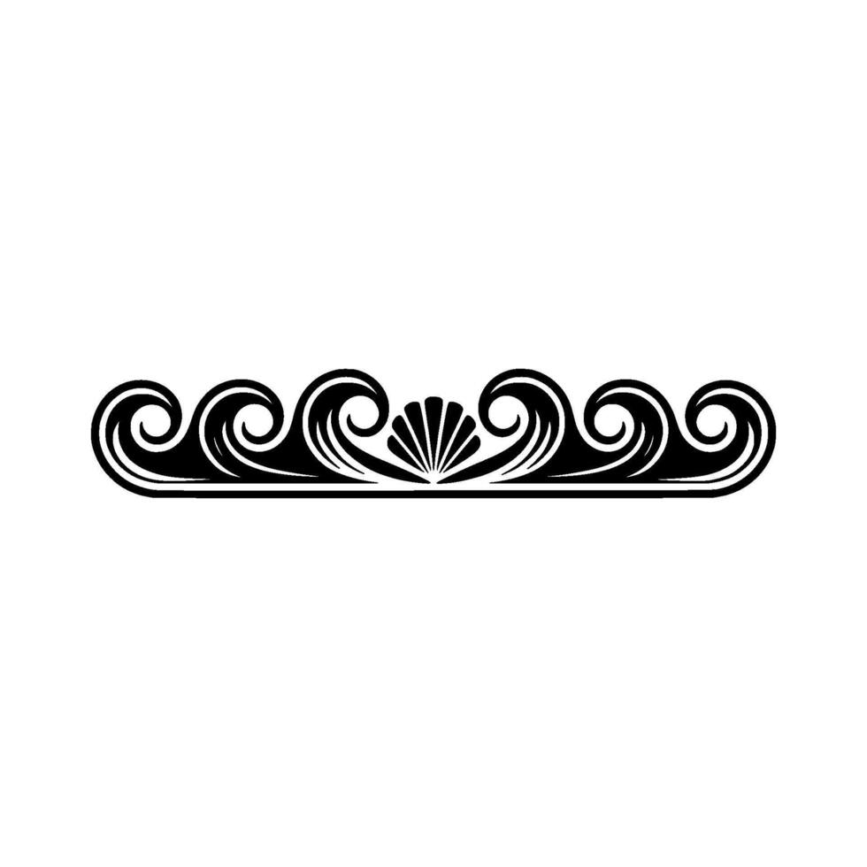 Elegant Black Ornament Swirls Seashell on White vector