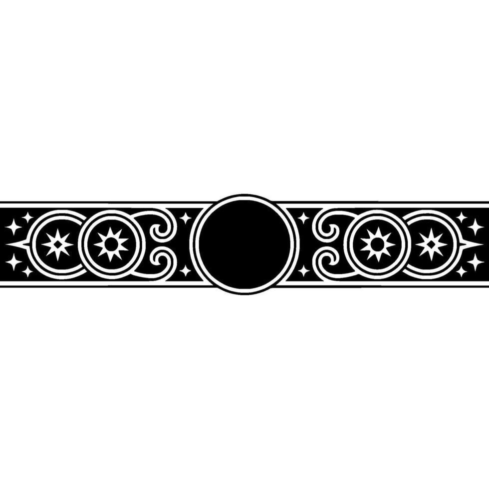 Ornate Black White Border with Celestial Elements vector