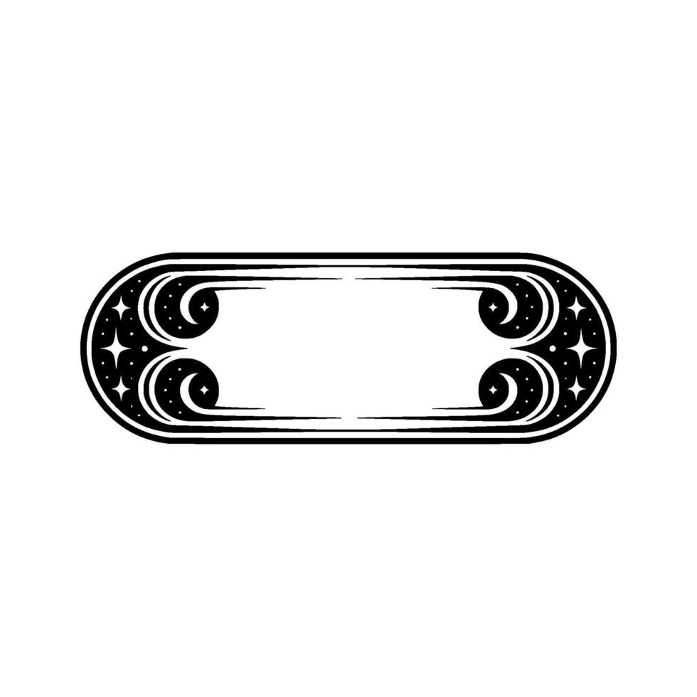 Celestial Frame Art Deco Badge with Stars, Moons, and Elegant Curves vector