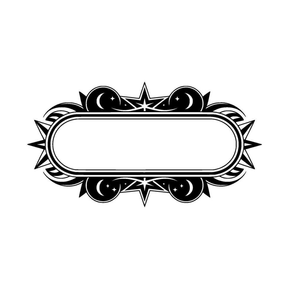 Celestial Ornate Frame, Black and White Decorative vector