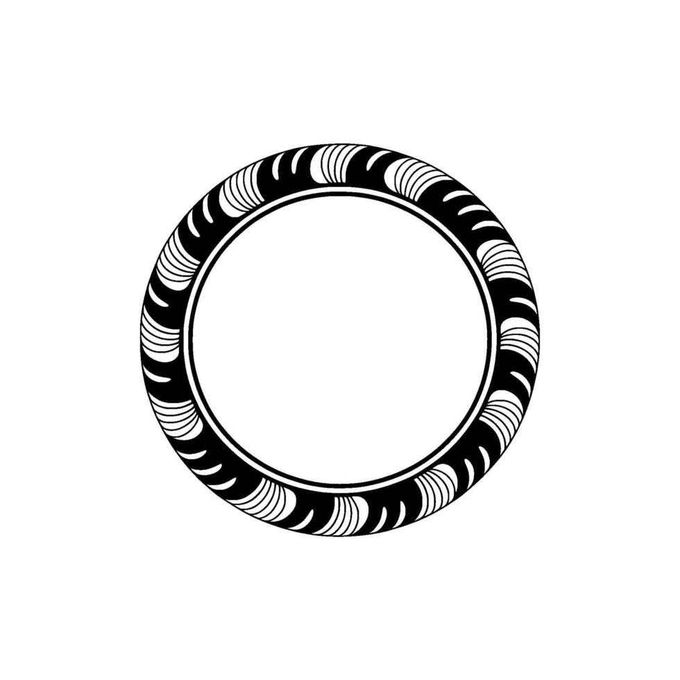 Elegant Black White Circle Frame with Decorative Pattern vector