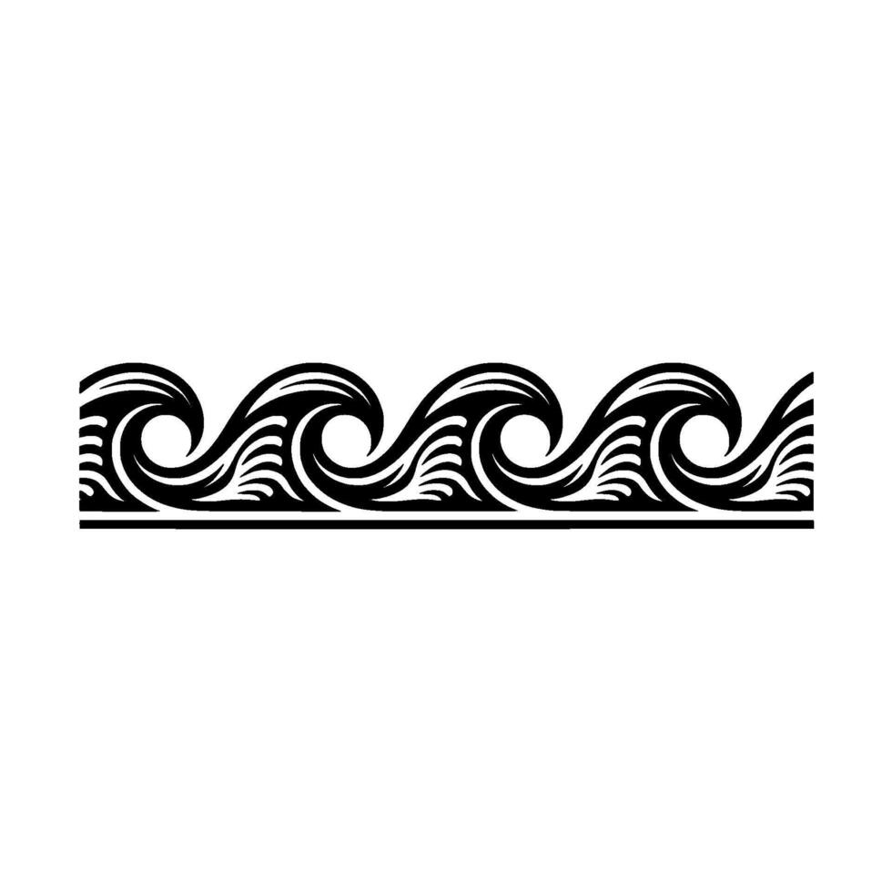 Black Wave Border Geometric Water Pattern for Decoration vector