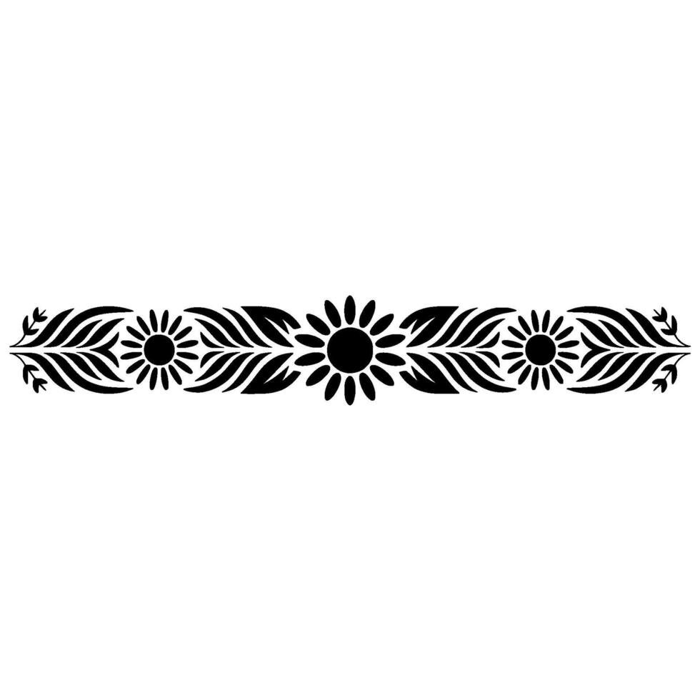 Decorative Floral Border , Black and White, Isolated on White vector