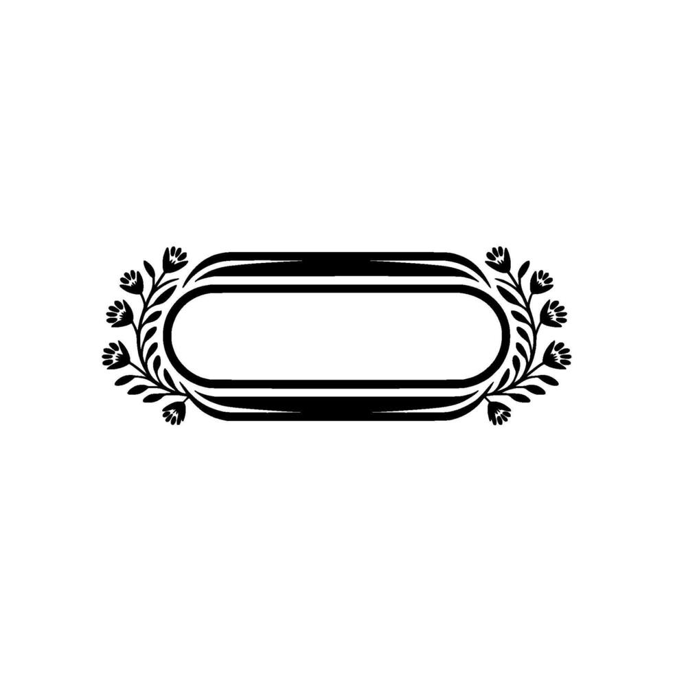 Elegant Floral Oval Frame Minimalist Black White vector