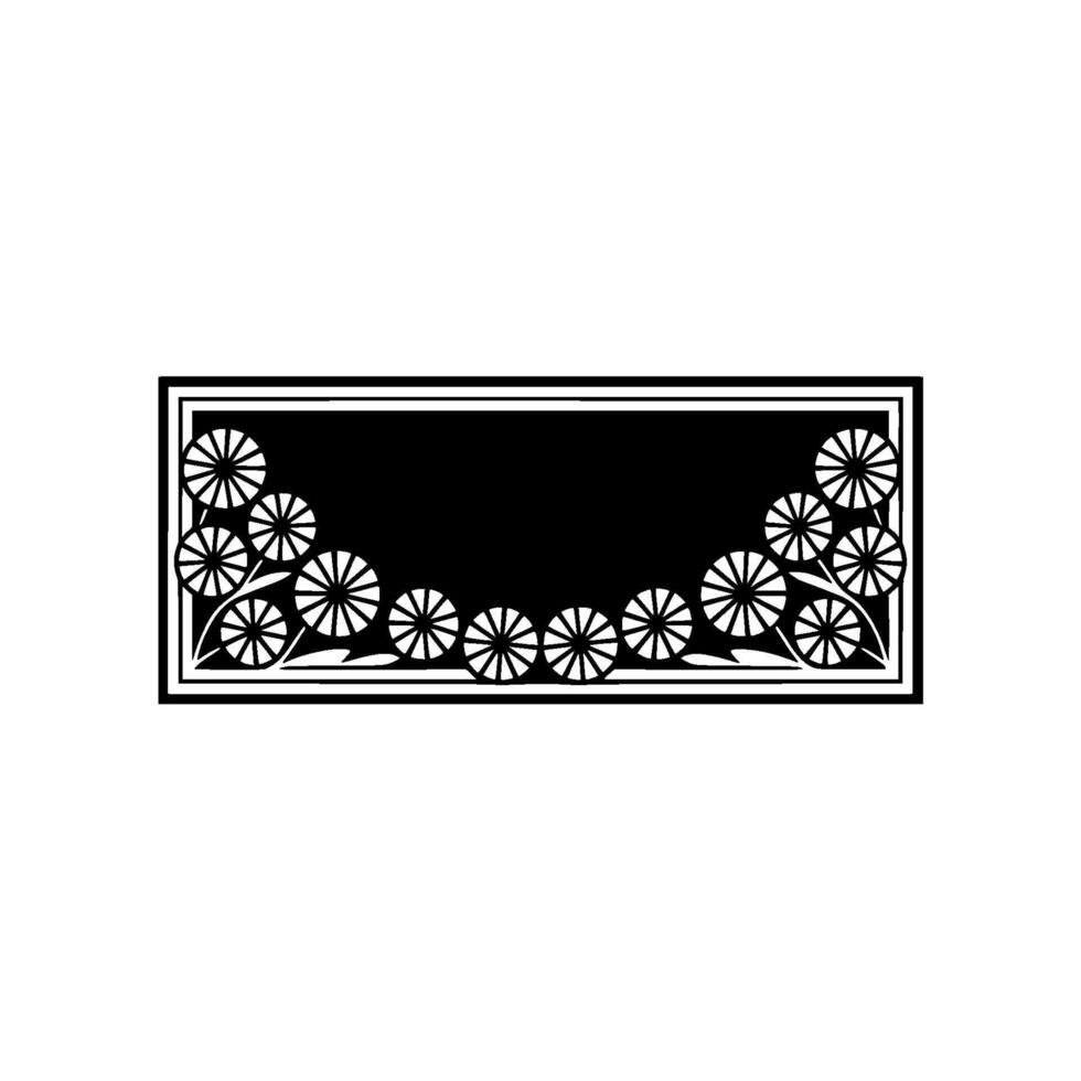 Black White Floral Rectangle Frame Modern Decorative vector