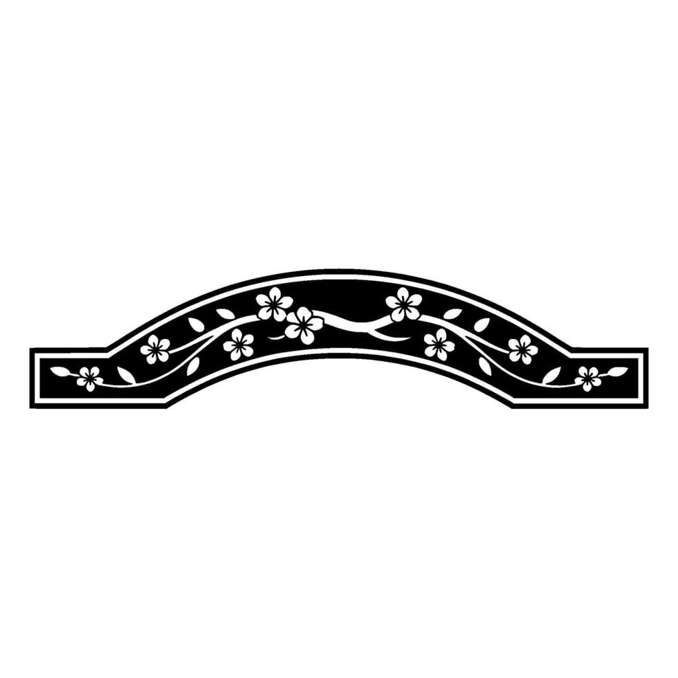 Elegant Floral Archway Decoration - Minimalist , Black and White vector