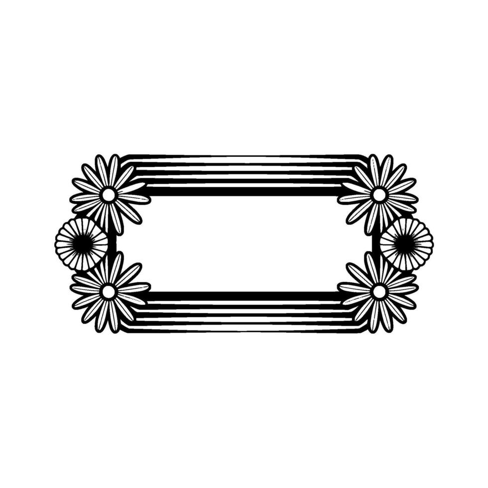 Retro Floral Frame - Black and White , Clean and Modern vector