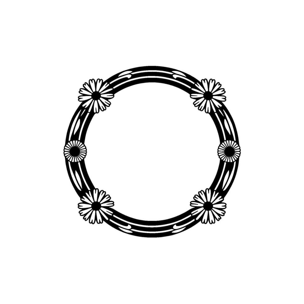 Floral Circle Frame in Art Nouveau Style vector
