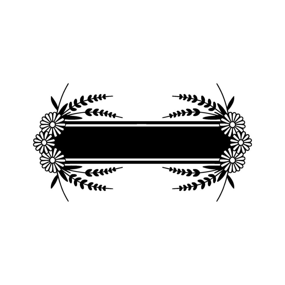 Elegant Floral Frame with Black Ribbon - Minimalist vector