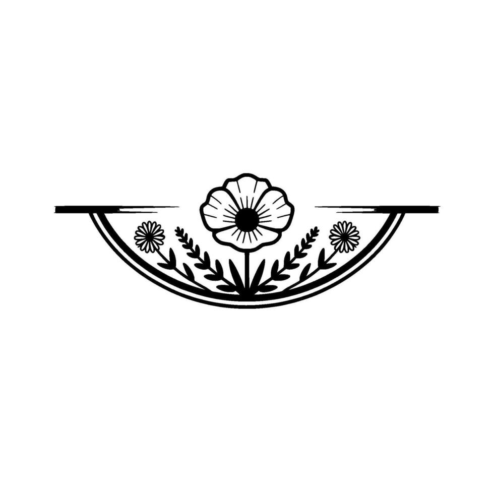 Elegant Floral Border - Black and White, Minimalist, Decorative Element vector