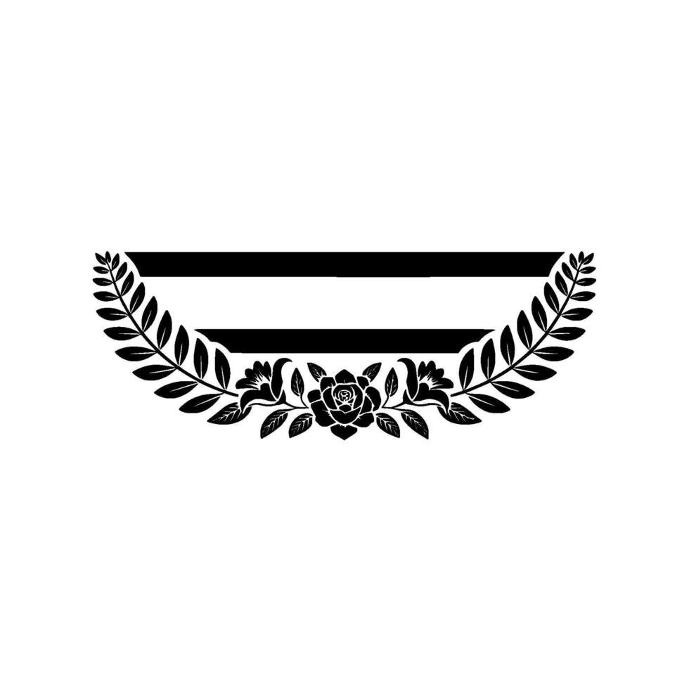 Elegant Floral Crest in Black and White, Illustration vector