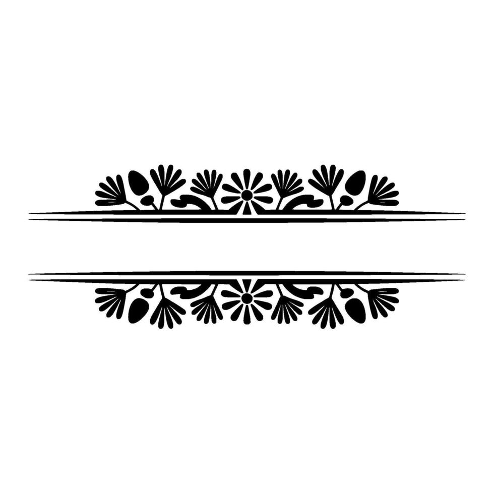 Minimalist Floral Divider - Black Botanical Elements on White vector