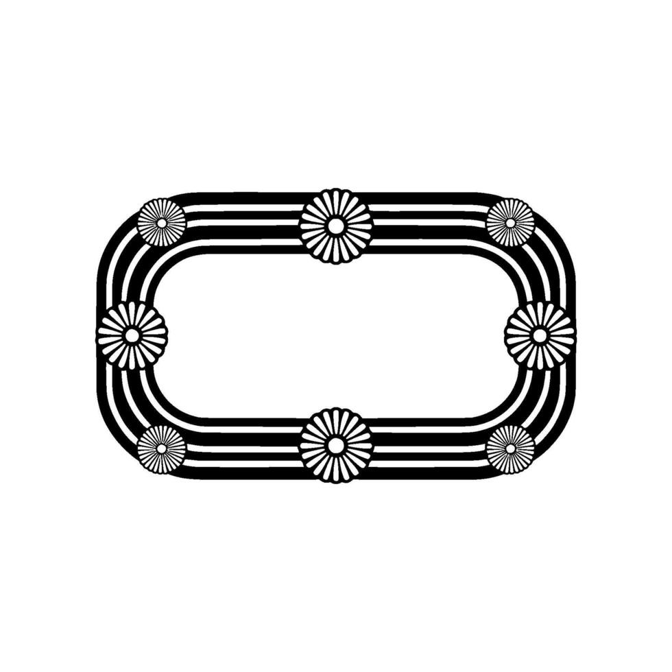Minimalist Floral Frame Black White Elegant Border vector