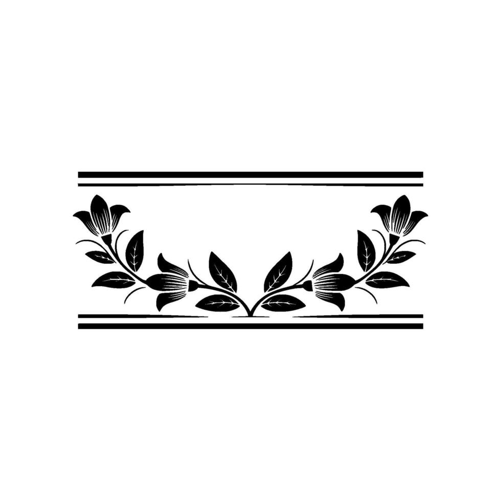 Elegant Floral Frame in Black White - Border vector