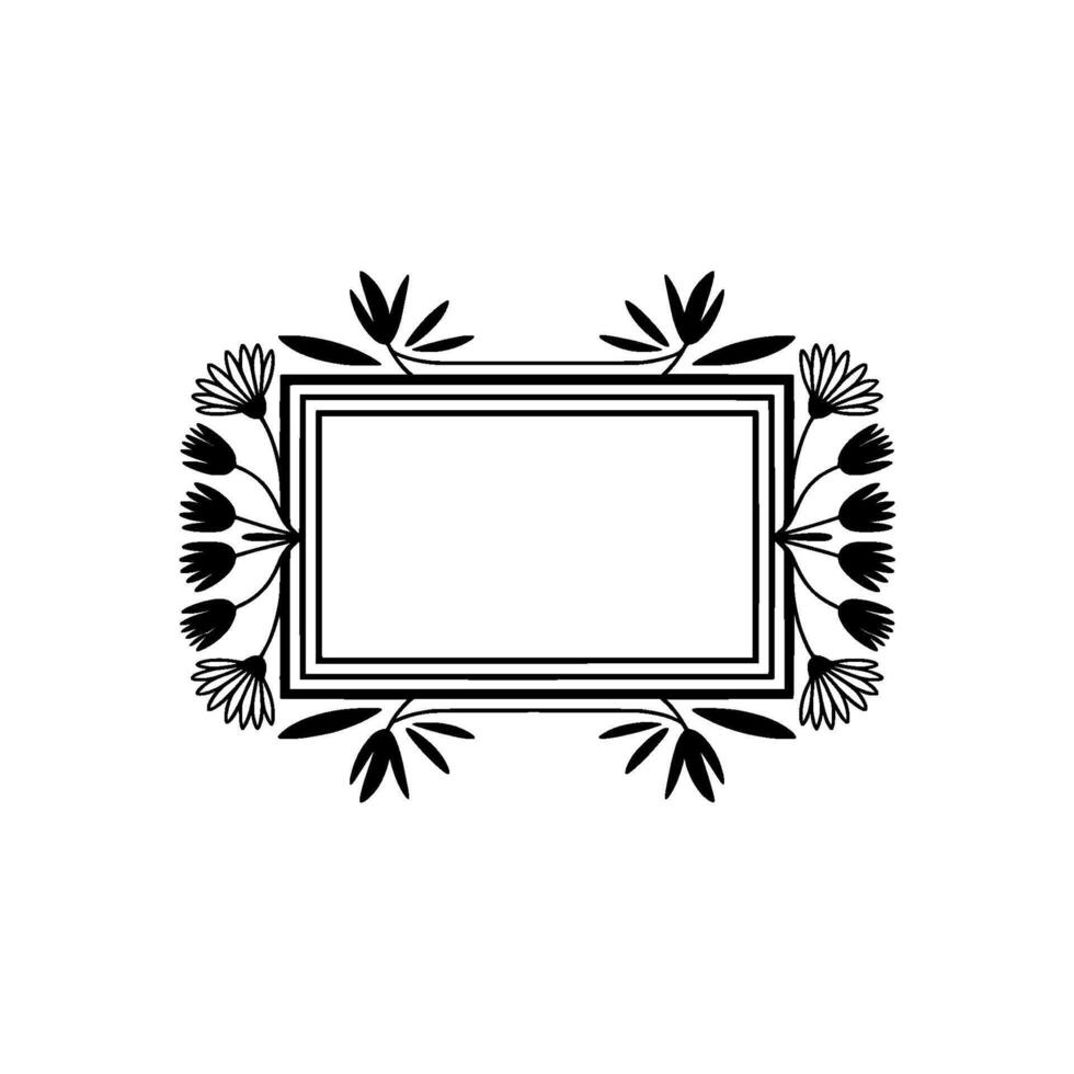 Minimalist Floral Frame Template, Black White, Elegant vector