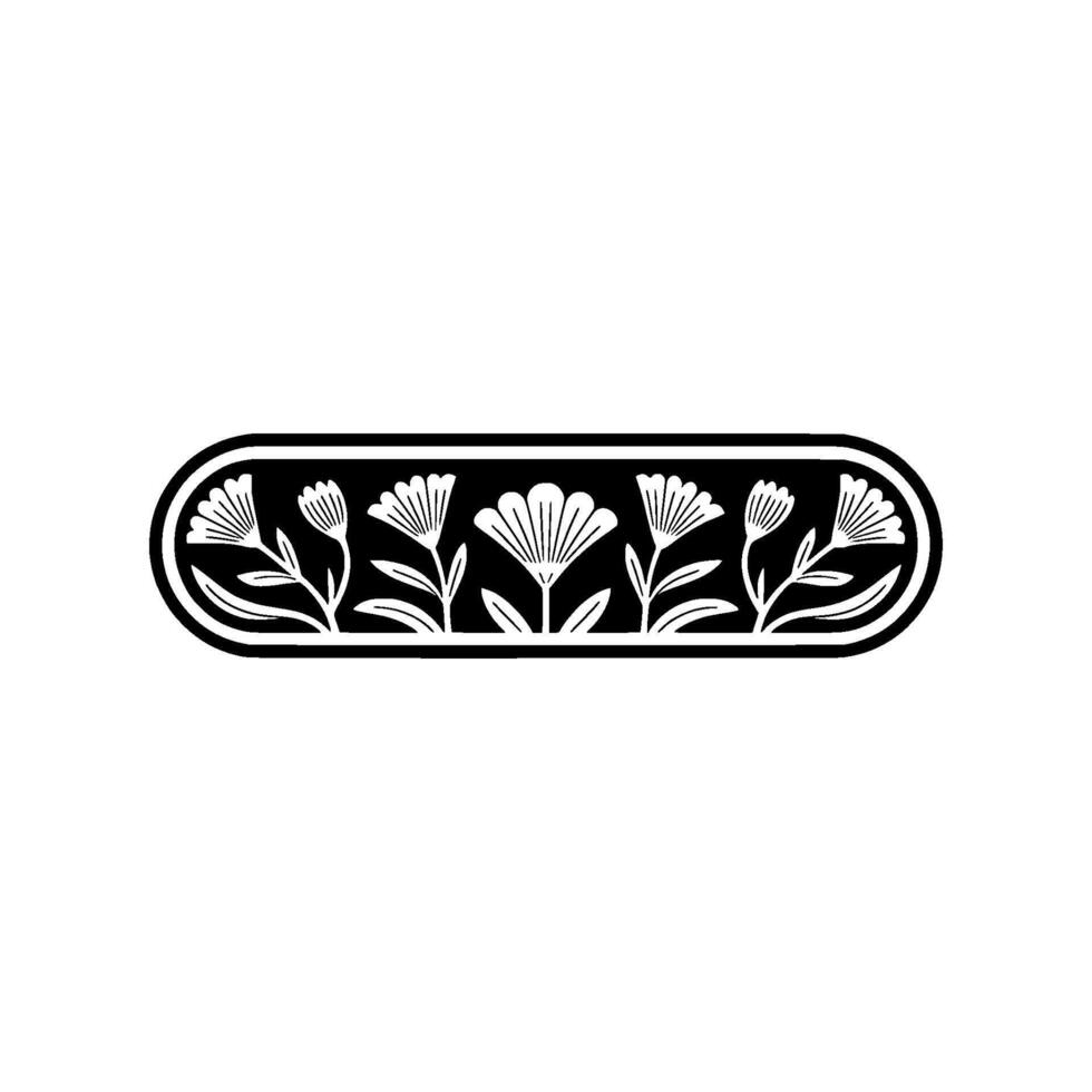 Floral Black and White Border , Elegant and Minimalist Style vector