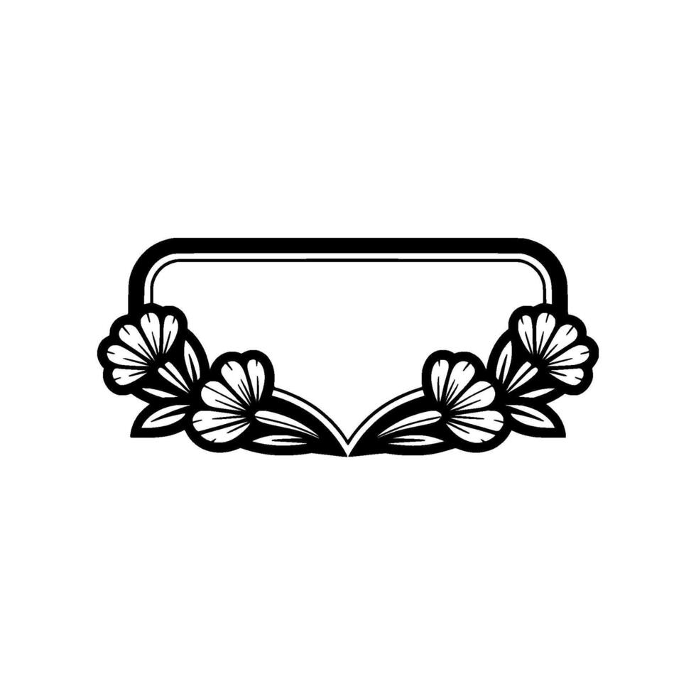 Elegant Floral Frame, Minimalist Black White , Empty Space for Text vector