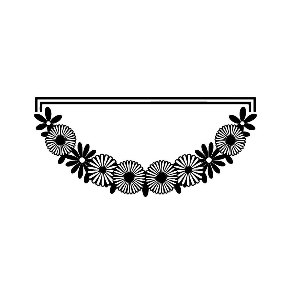 Floral Border Frame Elegant Black and White vector
