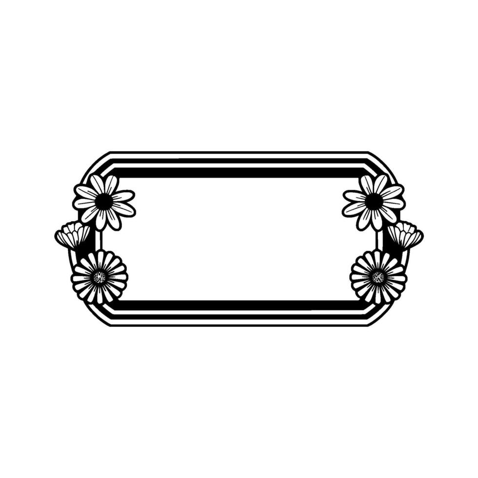 Floral Frame Black and White Daisies on Neutral Background vector