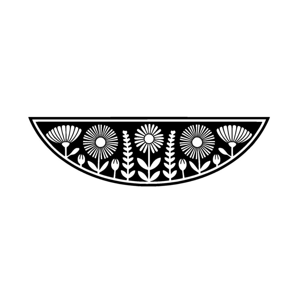 Black White Floral Border Minimalist Element vector
