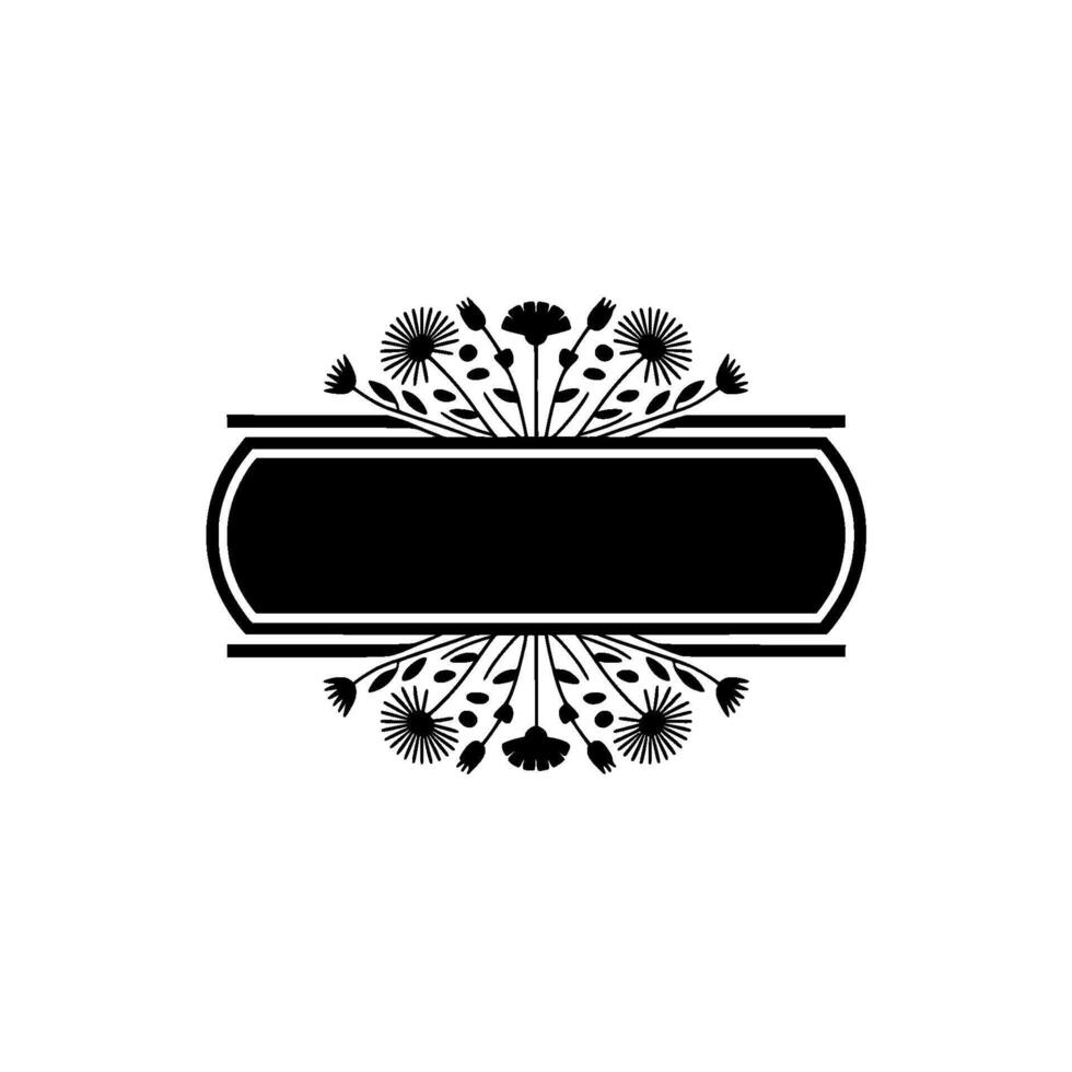 Elegant Floral Frame with Text Space - Monochromatic vector
