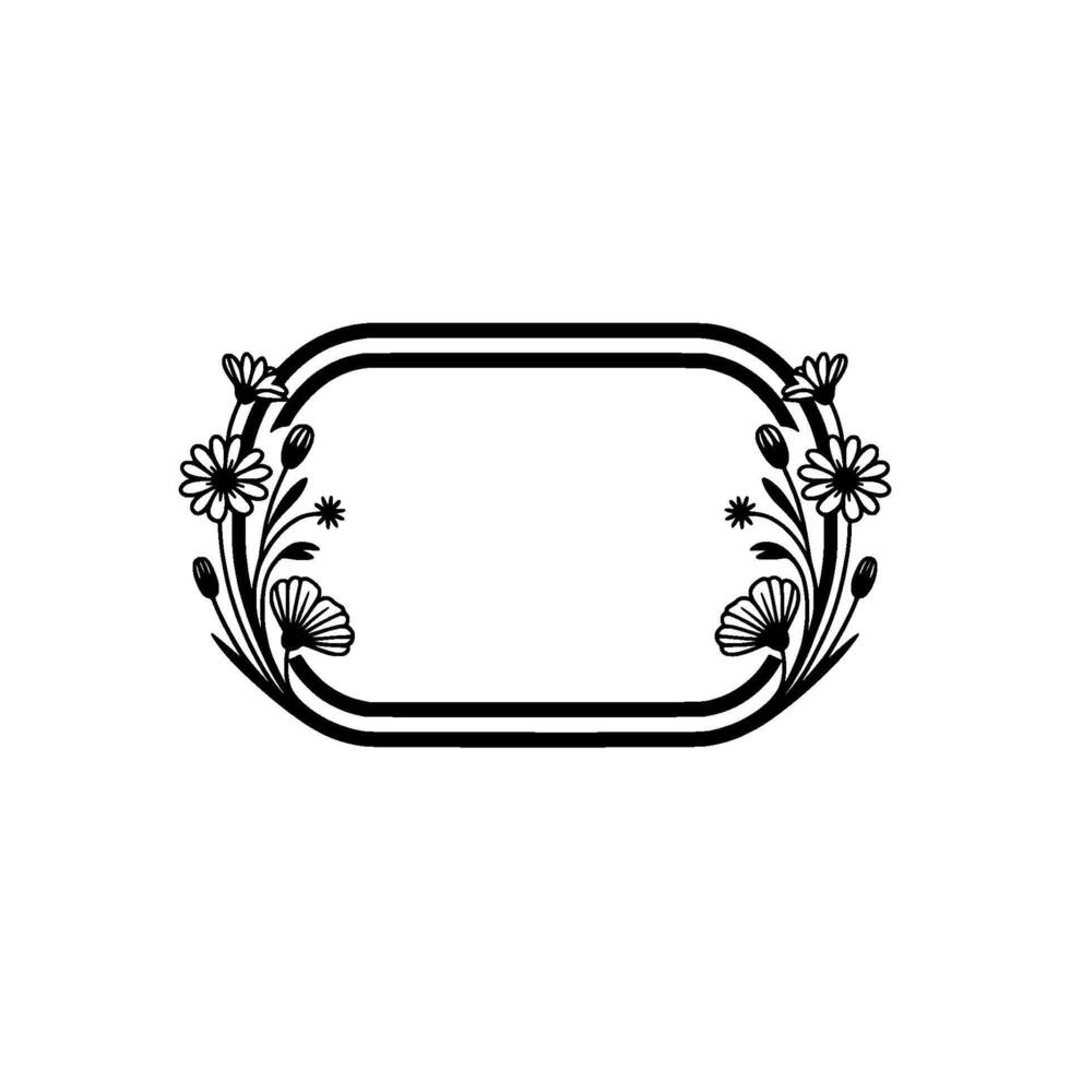 Elegant Floral Frame with Clean Lines on Light Gray Background vector