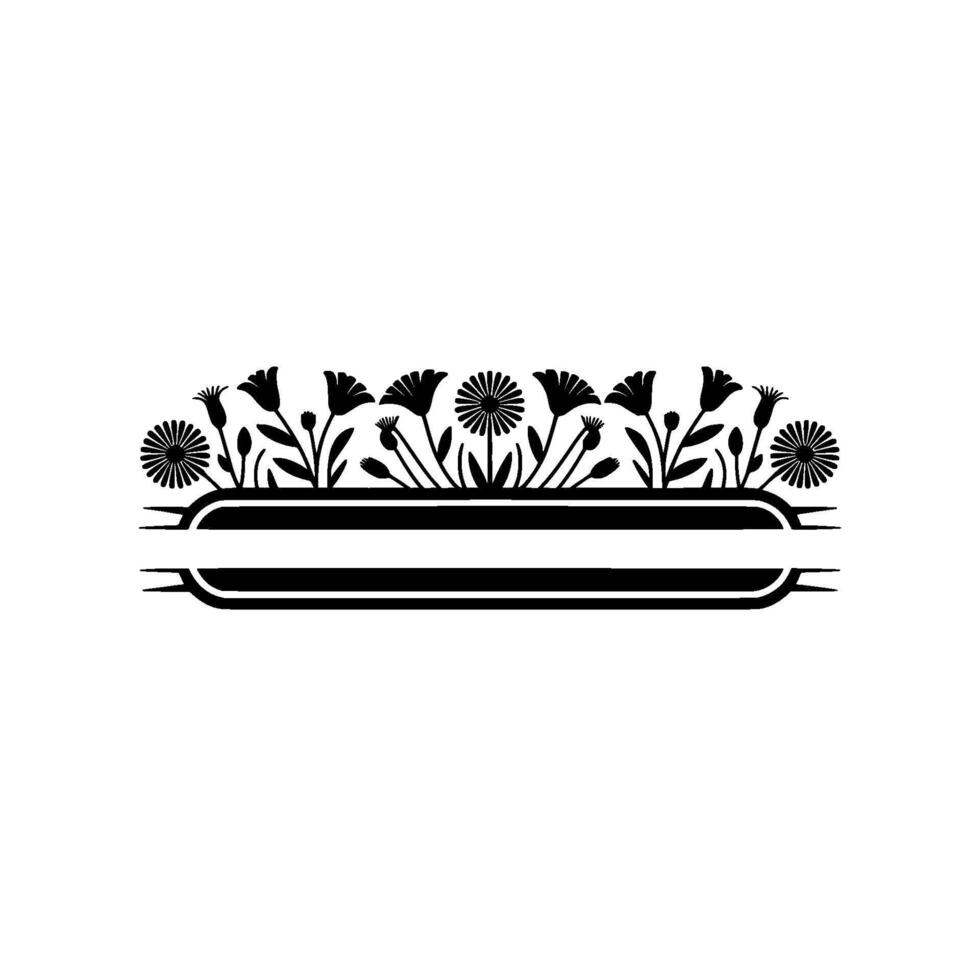 Floral Banner , Black White Illustration vector