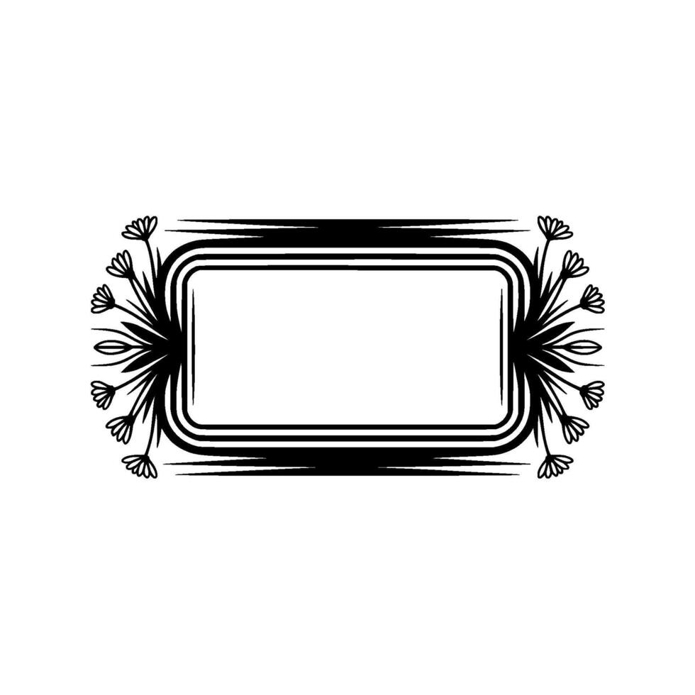 Floral Frame, Minimalist Black and White for Invitations, Labels vector