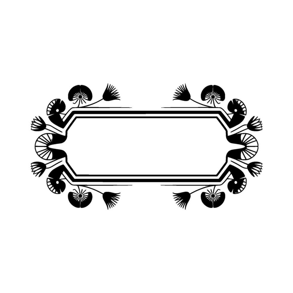 Elegant Black White Floral Frame for Text or vector