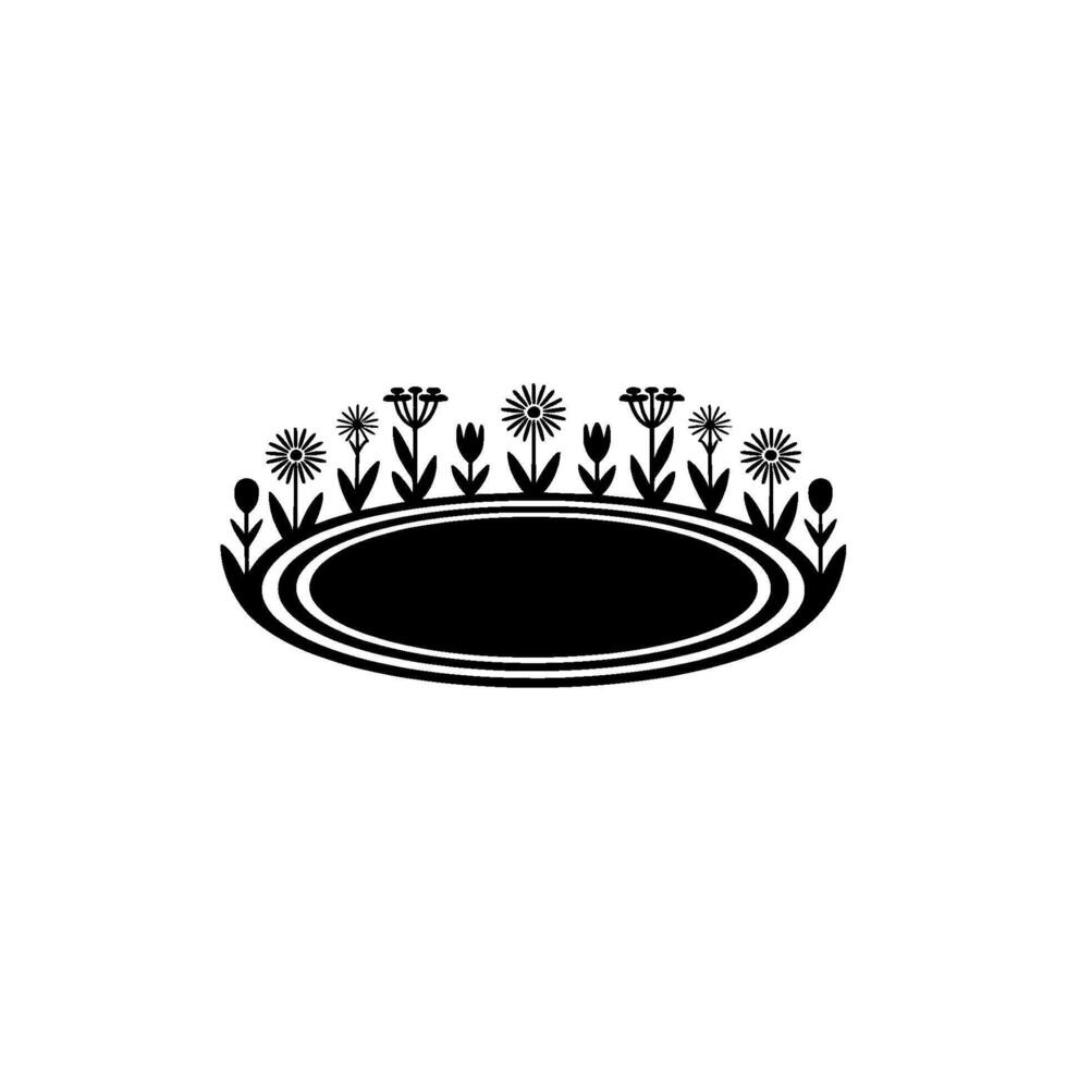 Floral Oval Emblem , Decorative Element, Minimalist vector