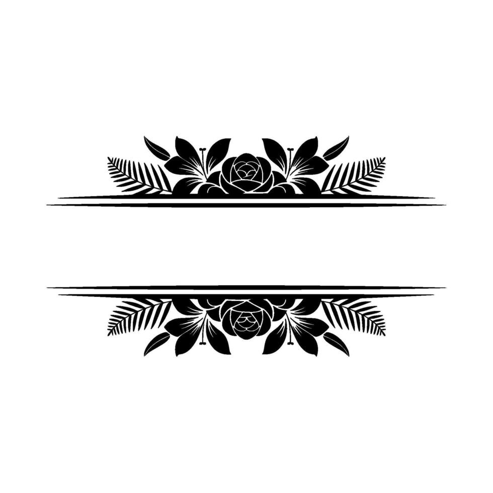 Elegant Floral Frame in Black and White for Invitations and Designs vector