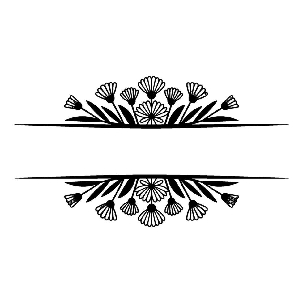 Floral Border with Space for Text, Minimalist Style vector