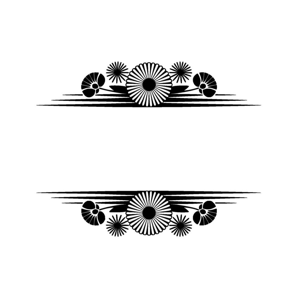 Floral Art Deco Frame, Black and White Elegant , Illustration vector