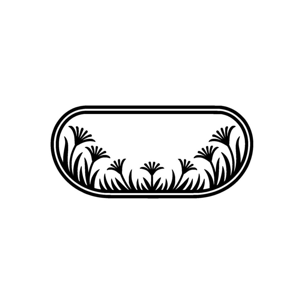 Elegant Floral Oval Frame - Minimalist Black and White, Leaves vector