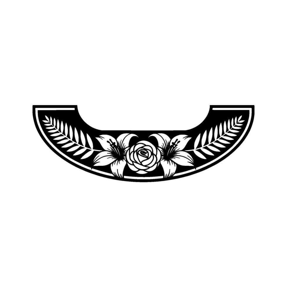 Floral Crest Silhouette Elegant Black White Element vector