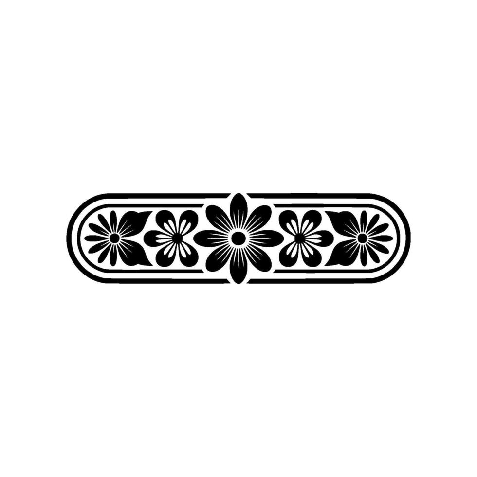 Floral Ornament , Black and White Decorative Element vector