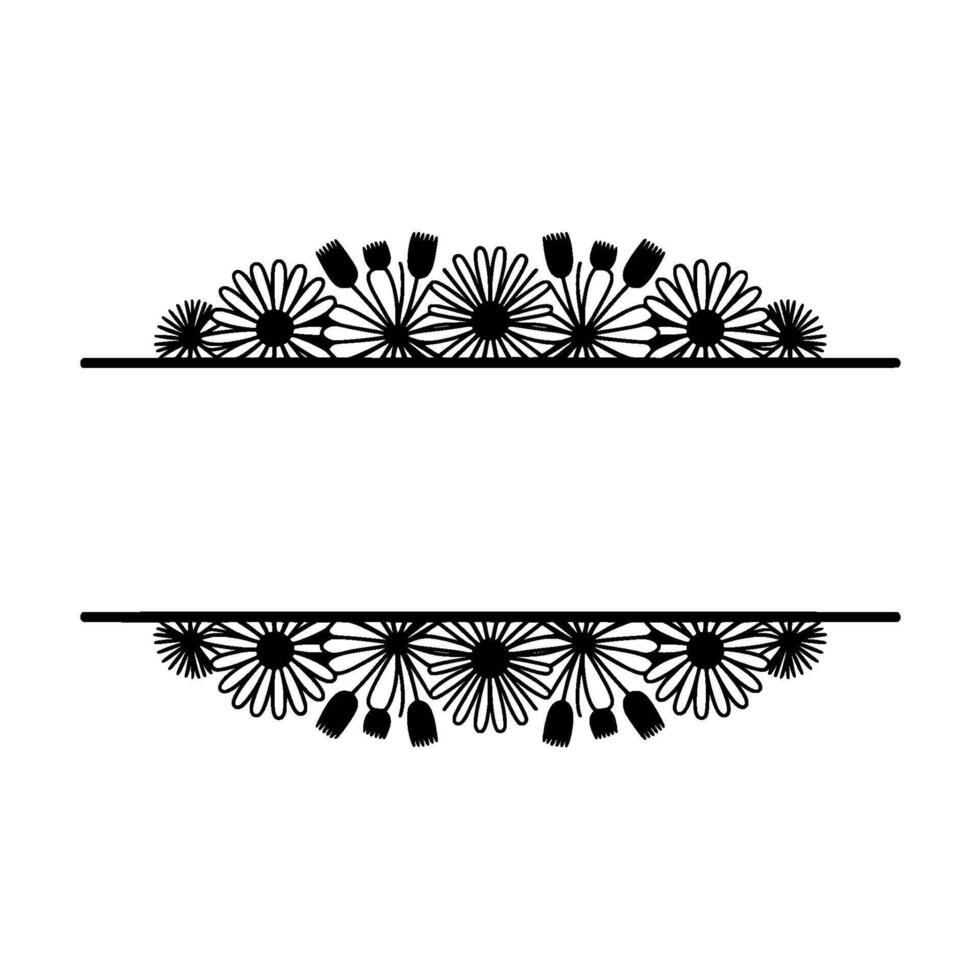 Floral Border - Daisy and Bud Arrangement for Text Placement vector