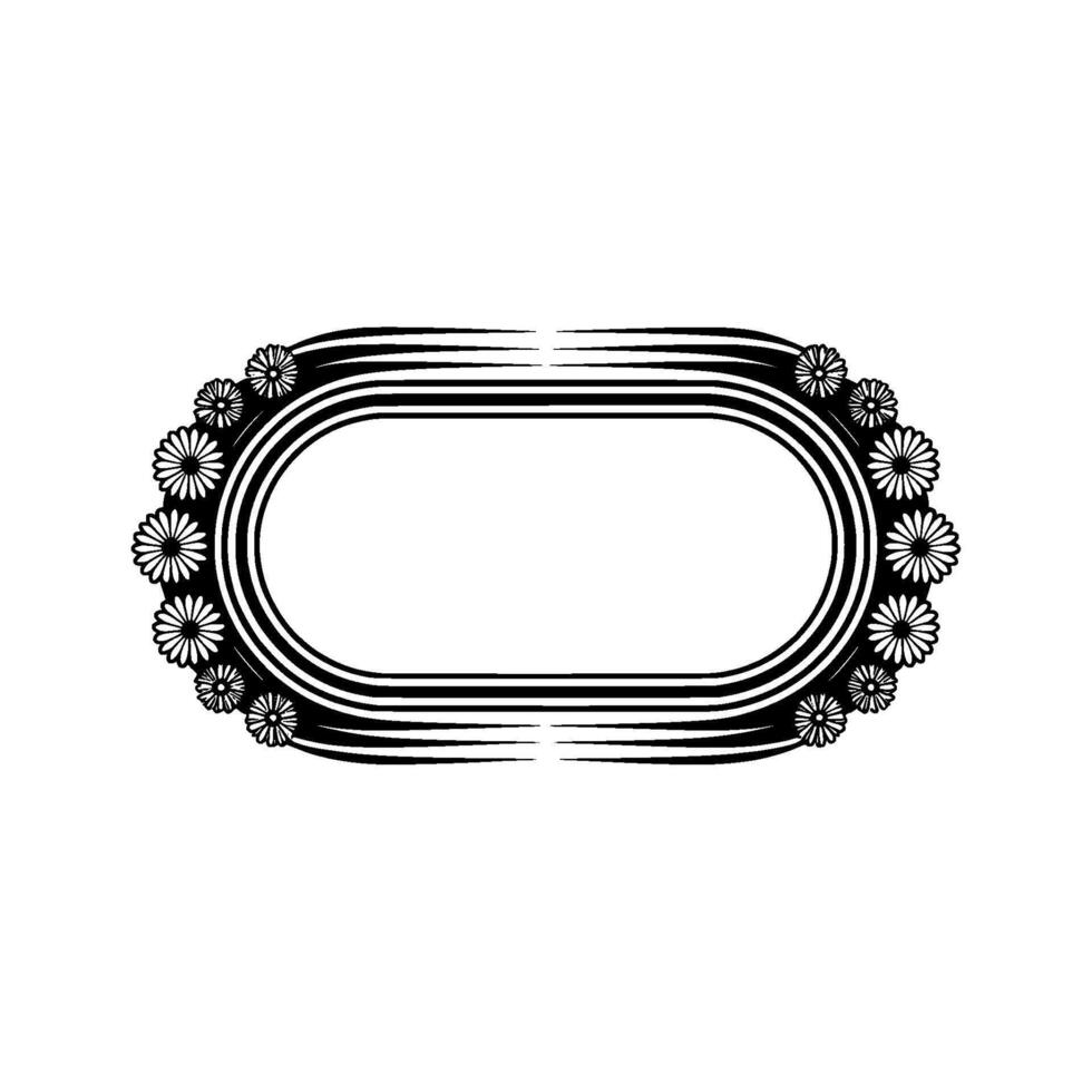 Vintage Daisy Frame, Minimalist , Decorative Oval Element vector