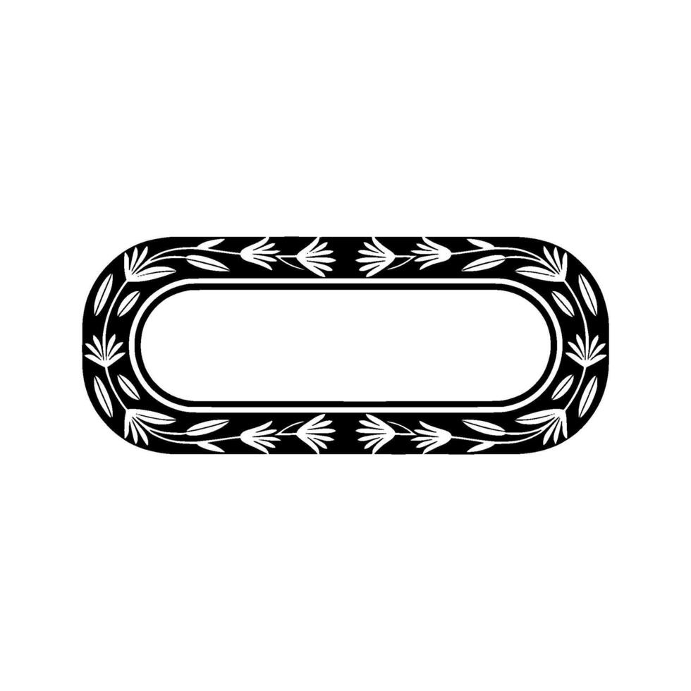 Elegant Floral Oval Frame, Black and White, Decorative, Minimalist vector